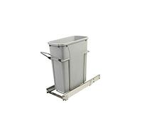 Knape & Vogt 8.375 in. x 20.125 in. x 17.313 in. 20 Qt. In-Cabinet Single Soft-Close Bottom-Mount Pull-Out Trash Can - Platinum