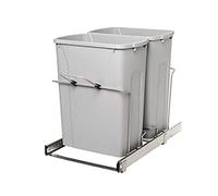 Knape & Vogt RS-PSW15-2-35-R-P in-Cabinet Pull Out Trash Can, 18.4 14.25 22-Inch, Gray