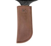 Knapp Made Bourbon Brown 5.5” Extra Thick Leather cast Iron Skillet Handle Covers - Pot Handle Covers, Double Layered Double Stitched, Slides On and Off Easily onto Metal Skillet Grips.