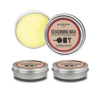 Knapp Made Cast Iron Seasoning Wax and Carbon Steel Seasoning Wax - 2 Oz Unique Blend of Natural Oils and Beeswax - Restore Cast Iron, Steel, Cutting Board, Kitchenware Seasoning Wax (2 Pack)