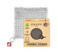 Knapp Made Small Ring Chainmail Scrubber - for Cast Iron, Premium Stainless Steel and Hard Anodized Cookware