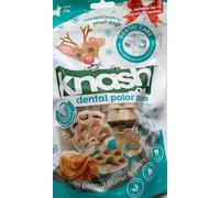 Knash Dog Christmas Dental Polar Paws Chews Festive Peanut Butter & Goat's Milk Flavour Care Veggie Based Daily Treats Healthy Teeth & Gums Small Dog 150g