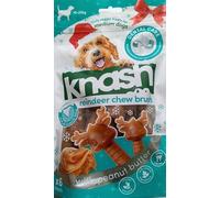 Knash Dog Christmas Dental Reindeer Chew Brush Festive Peanut Butter Flavour Care Veggie Based Daily Treats Healthy Teeth & Gums Medium Dog