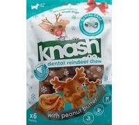 Knash Dog Christmas Dental Reindeer Chews Festive Peanut Butter Flavour Care Veggie Based Daily Treats Healthy Teeth & Gums Small Dog