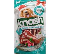 Knash Dog Christmas Dental Superfood Chews Festive Cranberry, Coconut & Chia Flavour Care Veggie Based Daily Treats Healthy Teeth & Gums Medium Dog