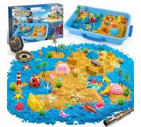 KNASON Pirate Treasure Chest Sensory Bin with Glow in The Dark Gems and Map
