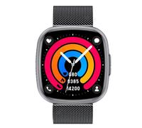 Knauermann NEO 2 (2025) - Black Square - Health Watch Smartwatch - ECG + HRV Function - BT Bluetooth - Sleep Apnea - Blood Pressure - Milanese Bracelet