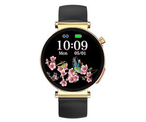 Knauermann NEO 2 - Black Square - Health Watch Smartwatch - ECG - HRV Function - BT Bluetooth - Sleep Apnea - Blood Pressure - Black, Stainless Steel, Round, Gold