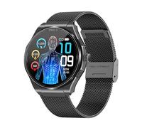 Knauermann PRO 3 (2024) Black Health Watch with Telephone Function ECG + HRV SOS Function BT AMOLED Display Bluetooth Sleep Apnea Black Milanese Band 14-24 Round
