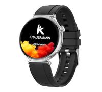 Knauermann PRO 4 MINI (2026) Round Silver - ECG Health Watch Blood Pressure, Wrist and Blood Oxygen, Sleep Analysis, Telephony, IP67, Black Silicone