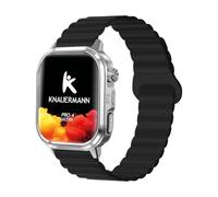 Knauermann - PRO 4 Ultra - Silver, Square, Silicone Strap Black with Call & SOS Function - Phone Function, Pulse, Blood Pressure, HRV, Sleep Analysis - For Men and Women
