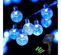 Knayis 30LED Solar Lights Outdoor Garden Waterproof,8 Modes 5M/16Ft Solar Fairy String Lights,Crystal Balls Garden Lights for Home Yard Patio Christmas Parties Wedding Decorations(Blue)
