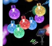 Knayis 50LED 7M/23FT Solar Fairy Lights Outdoor - 8 Modes Solar String Lights Waterproof, Solar Powered Crystal Balls Garden Lights for Patio Yard Party Wedding Camping Decorations(Multi-Coloured)