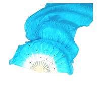 KNBHGUJMD Belly Dance Fans, Belly Dance Bamboo Silk Fans 1.5M Multicolor Right Left Hand(Blue Left Hand)