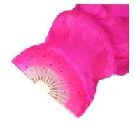 KNBHGUJMD Belly Dance Fans, Belly Dance Bamboo Silk Fans 1.5M Multicolor Right Left Hand(Rose Left Hand)