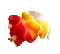 KNBHGUJMD Belly Dance Fans, Belly Dance Fan Silk and Rayon Left Right Hand 2 Pcs Multicolor Multiple Sizes 1,120x90cm Real Silk