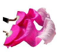 KNBHGUJMD Belly Dance Fans, Belly Dance Fan Silk Lengthened Real Veils Black And Red Multiple Sizes 2 Pcs(16,S-120cm-1pair(2pcs))