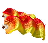 KNBHGUJMD Belly Dance Fans, Belly Dance Fan Silk Lengthened Real Veils Black And Red Multiple Sizes 2 Pcs(24,M-150cm-1pair(2pcs))