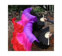 KNBHGUJMD Belly Dance Fans, Belly Dance Fan Veils, Real Silk, Bamboo Ribs, Multicolor, Pack of 2, Multiple Sizes(Color 18,210x90cm)