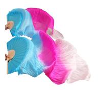 KNBHGUJMD Belly Dance Fans, Belly Dance Imitation Silk Bamboo Fan Veil Hand Dyed Multicolor 120-240x90 cm Pack Of 2(9,Imitationsilk-150x90)