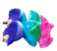 KNBHGUJMD Belly Dance Fans, Belly Dance Imitation Silk Bamboo Fan Veil Hand Dyed Multicolor 120-240x90 cm Pack Of 2(16,Imitationsilk-210x90)
