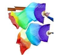 KNBHGUJMD Belly Dance Fans, Belly Dance Silk Fan Multicolor Multiple Sizes 2 Pcs(12,180cm-90cm)