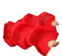 KNBHGUJMD Belly Dance Fans, Belly Dance Silk Fan Multicolor Multiple Sizes 2 Pcs(24,180cm-90cm)