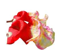 KNBHGUJMD Belly Dance Fans, Belly Dance Silk Fans 1 Pair Multicolor Multiple Sizes(4,180x90cm)