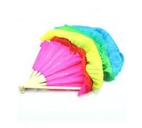 KNBHGUJMD Belly Dance Fans, Hand Made Foldable Imitation Silk Bamboo Belly Dance Long Fan Veils Multicolor