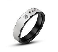 KnBoB 4.9 mm Engagement Ring Pair Stainless Steel Women's Men's Ring I Will Always with You Simple with White Round Zirconia Ring