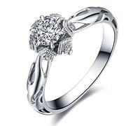 KnBoB Diamond Engagement Rings For Her 18K White Gold, 0.5ct Snowflake Hollow Diamond Wedding-Bands L 1/2
