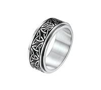 KnBoB Men Engagement Ring Titanium, 8MM Celtic Knot Anxiety Spinner Ring Stainless Steel Men's Engravable Wedding Bands Silver Size P 1/2