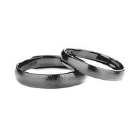 KnBoB Promise Rings Couples Set, His and Her Wedding Band Sets Adjustable 925 Sterling Silver Black Black Matte Ring