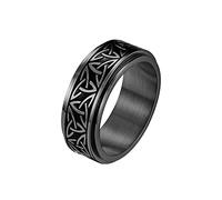 KnBoB Stainless Steel Wedding Anniversary Ring, Celtic Knot Anxiety Spinner Ring 8MM Black Titanium Rings for Men Size P 1/2