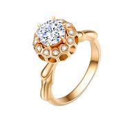 KnBoB Yellow Gold Wedding Ring 18K, 0.3ct Honeycomb Shaped Diamond Engagement-Rings P 1/2