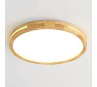KNBVFHG Adjustable Three-Color Ceiling Lamp Chinese Style Round LED Ceiling Lights Nordic Indoor Wooden Flat Light Warm Romantic Flush Mount Lighting Fixture for Lounge Hallway Home Office Porch