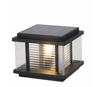 KNBVFHG Farmhouse Outdoor Pier Outdoor Post Light Fixture Auto On/Off 3 Modes Solar Powered Pillar Lamp European with Glass Shade Pillar Cap Lamps for Garden, Patio, Gate & Driveway Lighting