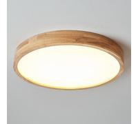 KNBVFHG Indoor Wooden LED Ceiling Lights Ultra-Thin Round Close to Ceiling Lamp Side Emitting Design Lighting Fixture Three-Color Dimming Embedded Panel Lamps for Lounge Hallway Home Office Porch
