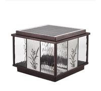 KNBVFHG Outdoor All-Aluminum Post Head Lamp Square Landscape Solar Column Light Villa Gate Waterproof Decorative Lights Traditional Garden Lighting Fixture for Exterior House Porch Patio Outside