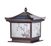KNBVFHG Outdoor Solar Courtyard Column Lamp Die-Casting Aluminium LED Fence Post Cap Light IP54 Waterproof Classical Garden Lantern Pillar Head Lights for Exterior House Porch Patio Outside Lighting