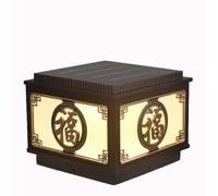 KNBVFHG Post Cap Light Vintage Deck Post Lamp Unique Square Solar Pillar Light Landscape Antique Lighting Fixture Classic Die-Casting Aluminium Glass Lantern Shade for Walkway, Driveway, Patio, Porch