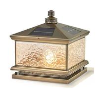 KNBVFHG Solar Outdoor Square Pillar Light Unique Waterproof Post Head Lamp Fence Garden Deck Landscape Column Lights Creative Retro European Lighting Fixture for Yard Post Pole Pathway Driveway