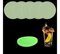 Knchy 5 Pack Glow in The Dark Drink Coasters for Drinks Wine, Non-Slip Silicone Luminous Coaster Round Solid Color Fluorescent Cup Holder, Soft Heat Resistant Beverage Pad Cup Mat for Bar Club Party