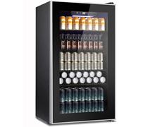 Kndko - Beverage Cooler - 130 Can Mini Fridge with Adjustable Shelves, Glass Door, Digital Temperature Control, LED Lighting, Energy Efficient for Home,