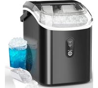 Kndko Nugget Ice Maker Countertop, Portable Crushed Pebble Ice Machine, Self Cleaning Ice Makers with One-Click Operation, Soft Chewable Ice in 6 Mins, 35Lbs/24H with Ice Scoop for Home Bar Camping RV