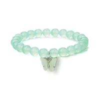 KNDSSMY 2Pcs Set Natural Stone stretch Beaded Bracelet, 8mm Adjustable pink purple clear crystal Bracelet for Women & Girls, Fashion Summer bangle Stylish and charming Light Green 8mm