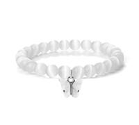 KNDSSMY 2Pcs Set Natural Stone stretch Beaded Bracelet, 8mm Adjustable pink purple clear crystal Bracelet for Women & Girls, Fashion Summer bangle Stylish and charming White 8mm