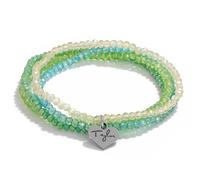 KNDSSMY 4Pcs/Set Natural Crystal Handmade Beaded Bracelet for Women, Adjustable 3 * 4mm Blue Green Crystal Stretch Bracelet Fashion Summer Beach Bangle 3 * 4mm