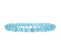 KNDSSMY 6mm Minimalist Natural Stone Stretch Bracelet for Women Men, Adjustable Blue Cat Eye Handmade Beaded Bracelets, Fashion Yoga Bangle 6mm