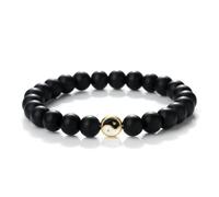 KNDSSMY 8mm Fashion Natural Stone Couple Bracelet, Handmade Black matte Stone stretch Beaded Bracelet with Tai Chi charm, Valentine Birthday Christmas gold 8mm